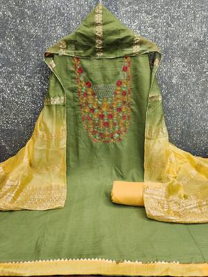 Elegant parampara cotton embroidered dress material with dyable jacquard dupatta 4