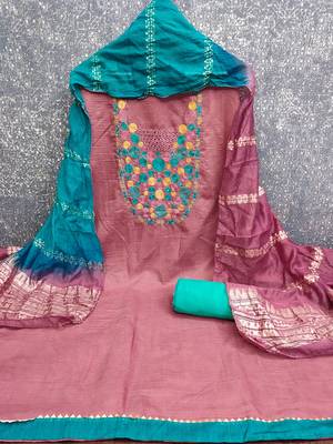 elegant mauve cotton embroidered dress material 4