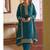 Heavy aqua blue staright suit for women wedding wear
