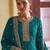 Heavy aqua blue staright suit for women wedding wear