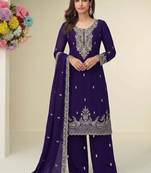 purple georgette heavy embroidered fancy suit for women semi stitched
