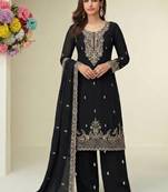 black georgette heavy embroidered fancy suit for women semi stitched