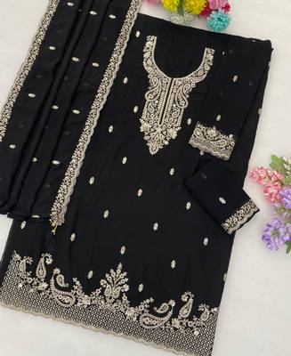 black georgette heavy embroidered fancy suit for women semi stitched 3