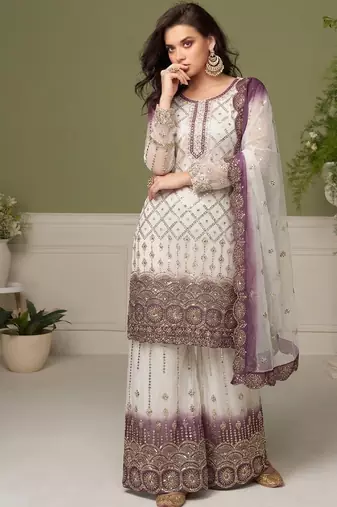 Purple georgette salwar suit for women pakistani style