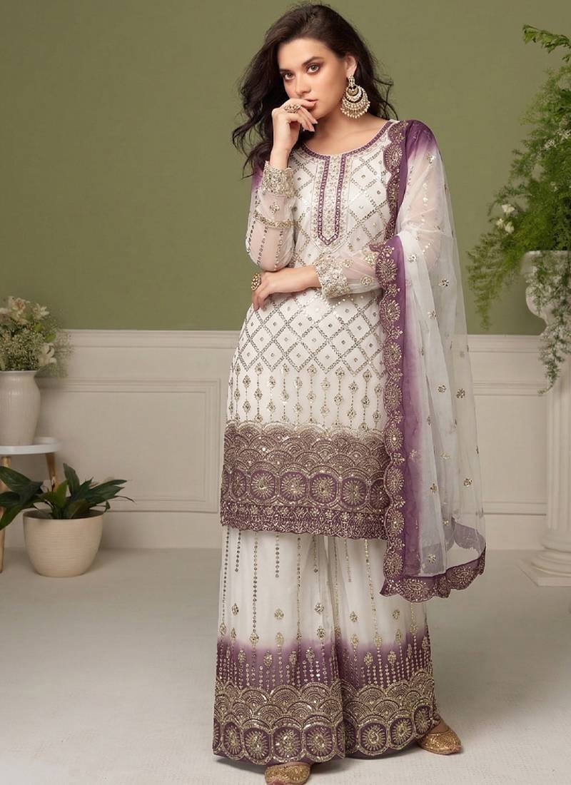 Purple georgette salwar suit for women pakistani style