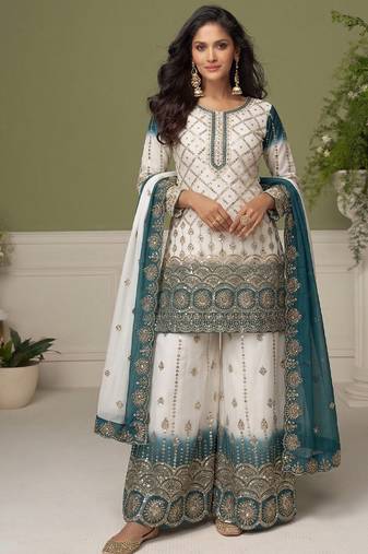 Sky blue georgette salwar suit for women pakistani style