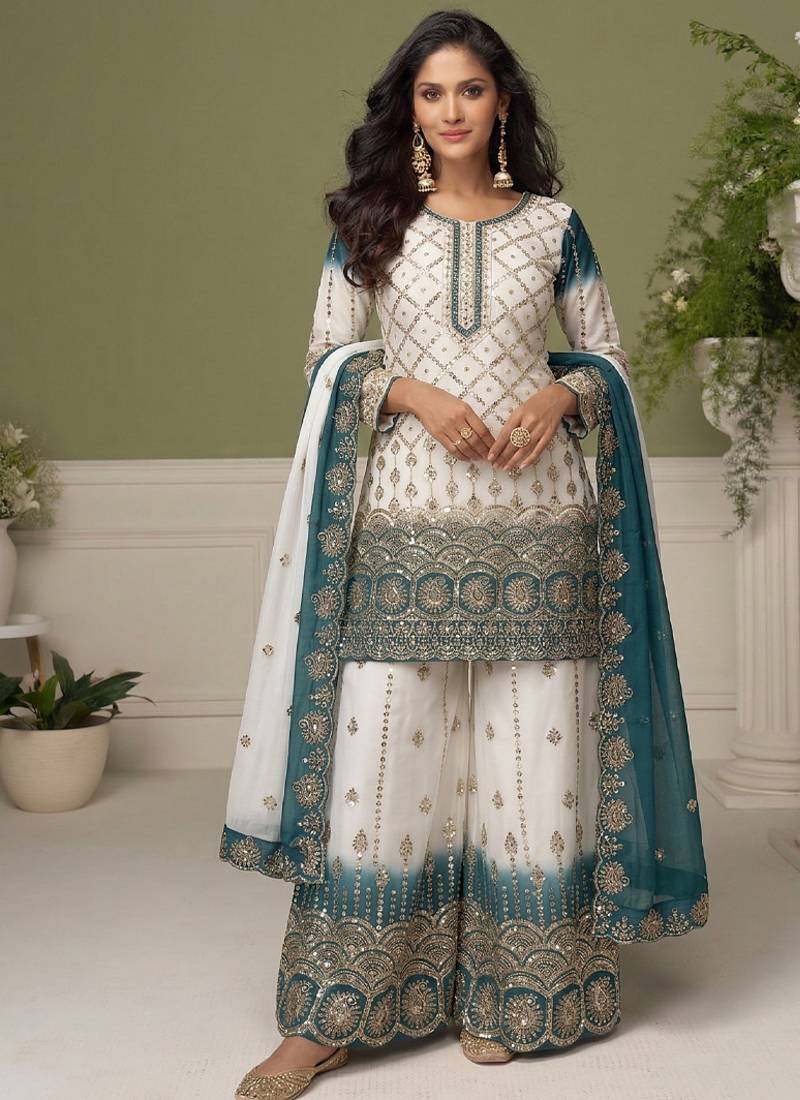 Sky blue georgette salwar suit for women pakistani style