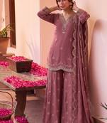 Roman silk pallazo suit for women wedding wear pink