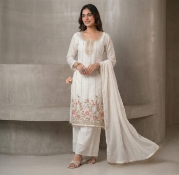 white fandi silk embroidered top and palazzo set with dupatta 2