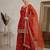 Designer rust orange floral embroidered festive suit set