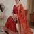 Designer rust orange floral embroidered festive suit set