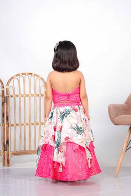 pink printed chiffon lehenga choli set 2