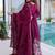 Exceptional Wine Multi Thread Work Crushed Gown With Dupatta