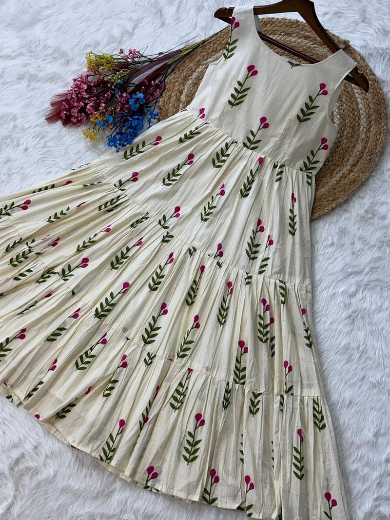 Superb Pink Digital Printed Cotton Casual Wear Dress