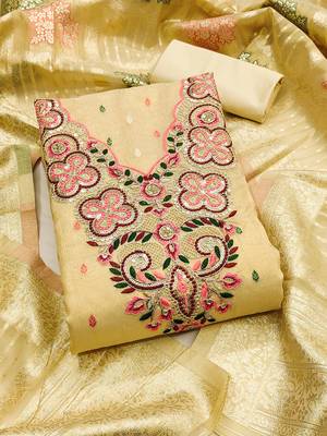 Elegant simmer butti embroidered dress material with jacquard dupatta & santoon bottom 2