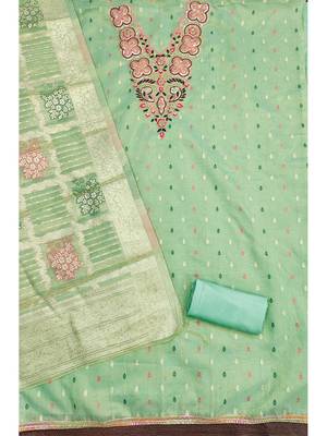 Elegant simmer butti embroidered dress material with jacquard dupatta & santoon bottom 3