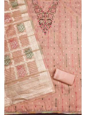 Elegant simmer butti embroidered dress material with jacquard dupatta & santoon bottom 3