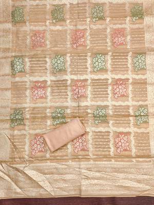 Elegant simmer butti embroidered dress material with jacquard dupatta & santoon bottom 6