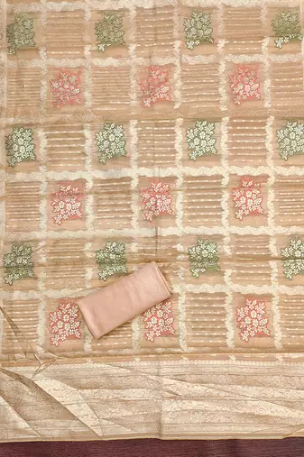 Elegant simmer butti embroidered dress material with jacquard dupatta & santoon bottom