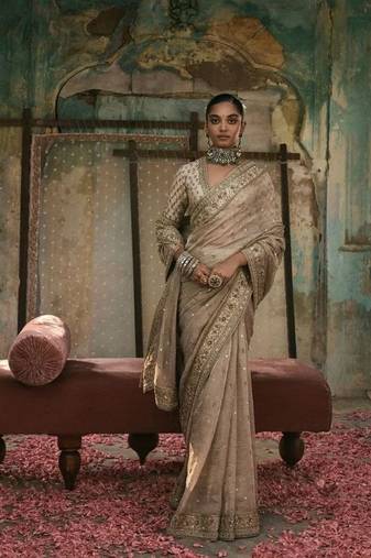 Gold crush saree with heavy sequins work and coding work