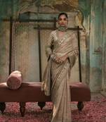 Gold crush saree with heavy sequins work and coding work