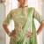 Ready to wear pre drape green color rangoli silk saree with stitch blouse