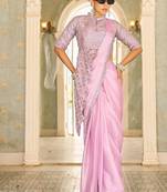 Ready to wear pre drape levender color rangoli silk saree with stitch blouse