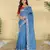 teal embroidered tussar silk saree