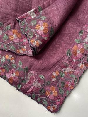 onion pink embroidered tussar silk saree 5
