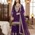 Purple georgette coding sequance embroidery work sharara suit