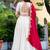 Womens's Chinnon Traditional Motiff Semi-Stitched Lehenga Choli With Dupatta Set