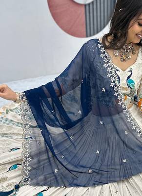 Womens's Chinnon Traditional Motiff Semi-Stitched Lehenga Choli With Dupatta Set 2