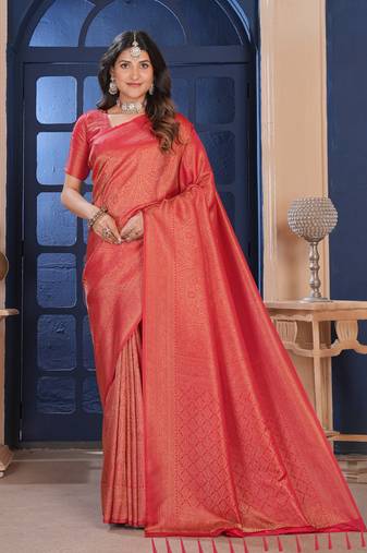 Red Silk Belnd Saree For This Wedding Seasons Ethnic Saree Wear