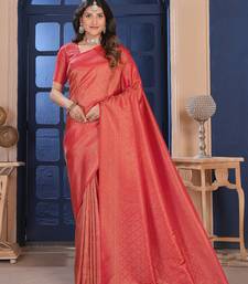 red gold zari kanjivaram silk saree