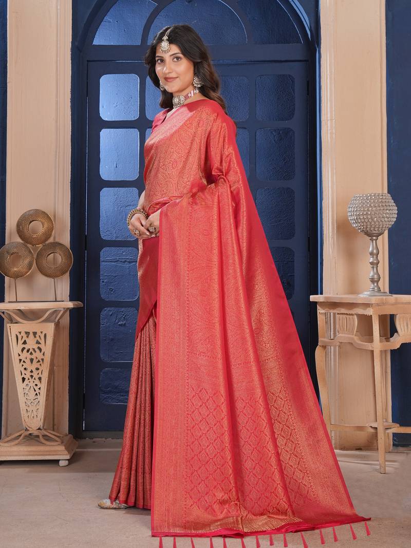 Red Silk Belnd Saree For This Wedding Seasons Ethnic Saree Wear