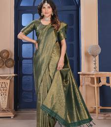 green gold zari kanchipuram silk saree