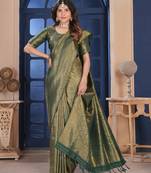 Green Silk Belnd Saree For This Wedding Seasons ethnic saree wear