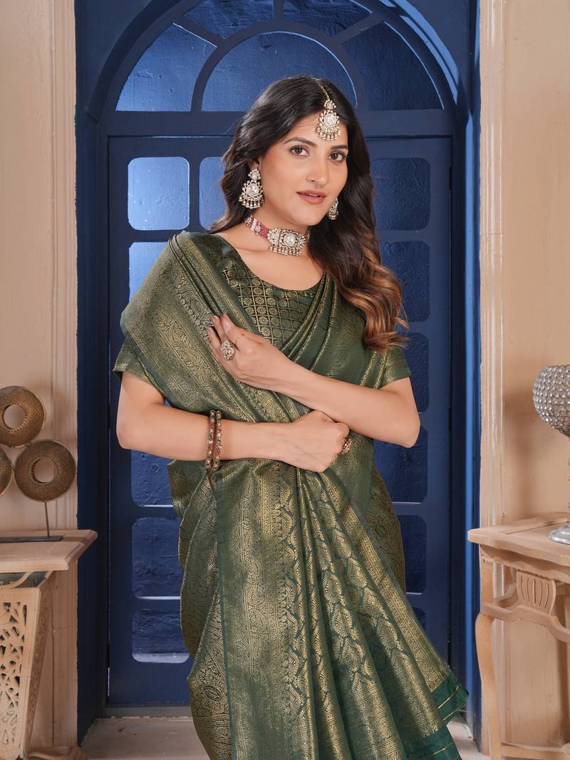 Green Silk Belnd Saree For This Wedding Seasons ethnic saree wear