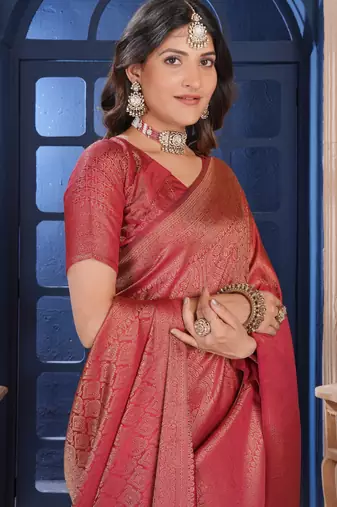 maroon zari woven kanjivaram silk saree