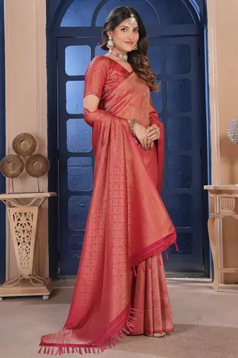 maroon zari woven kanjivaram silk saree