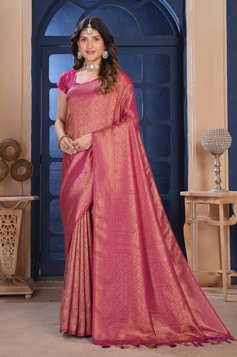Pink Silk Belnd Saree For This Wedding Seasons ethnic saree wear