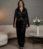 Midnight luxe cape jumpsuit