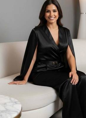 Midnight luxe cape jumpsuit 3