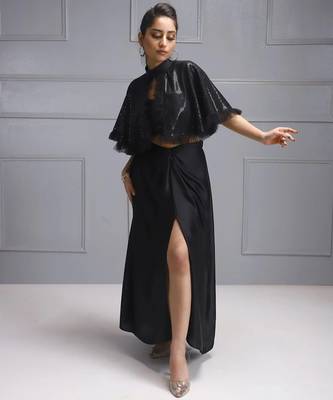 Sequin cape ensemble two piece dress 1