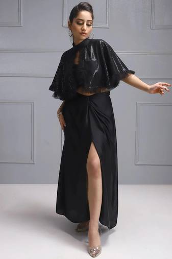 Sequin cape ensemble two piece dress