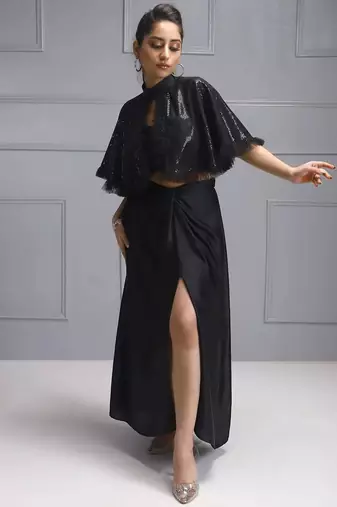 Sequin cape ensemble two piece dress