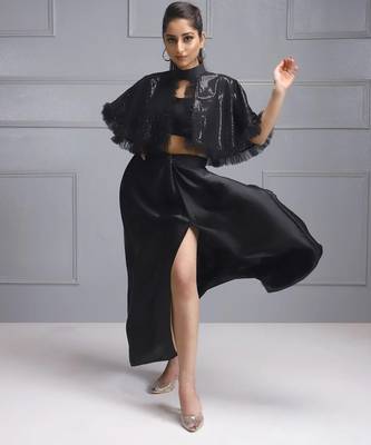 Sequin cape ensemble two piece dress 2