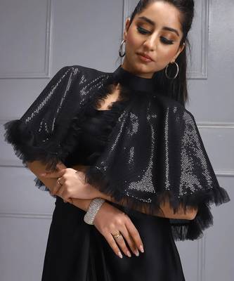 Sequin cape ensemble two piece dress 3
