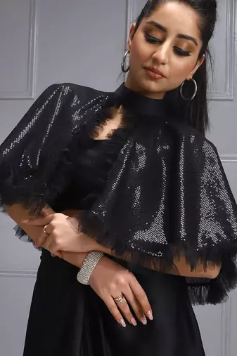 Sequin cape ensemble two piece dress