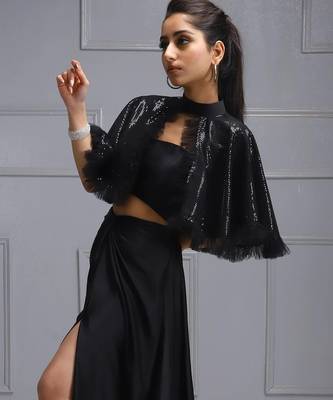 Sequin cape ensemble two piece dress 4
